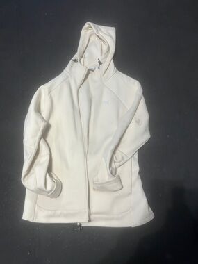 Puma Off-White Hooded Zip Pullover with Black Logo